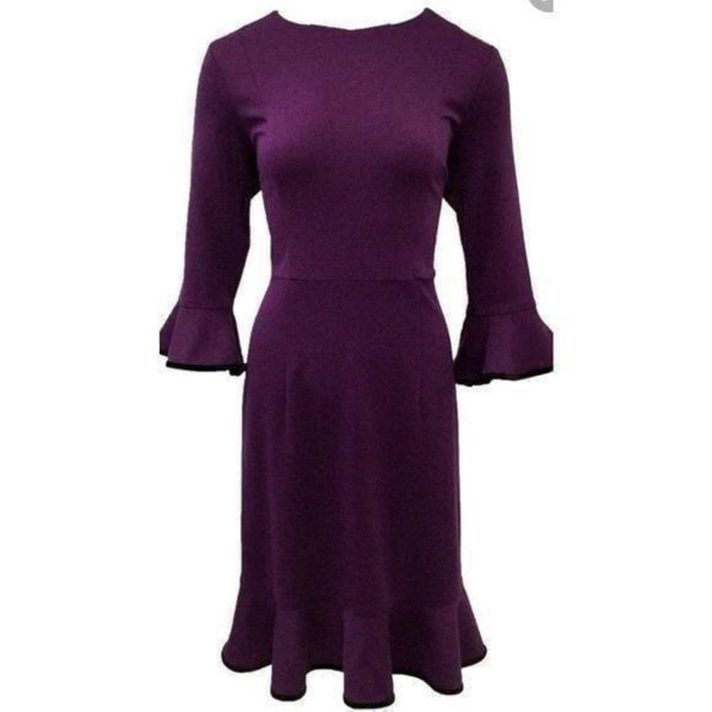 NANETTE Lepore Purple velvet trimmed ruffle bell sleeve dress‎ plus size 22W New